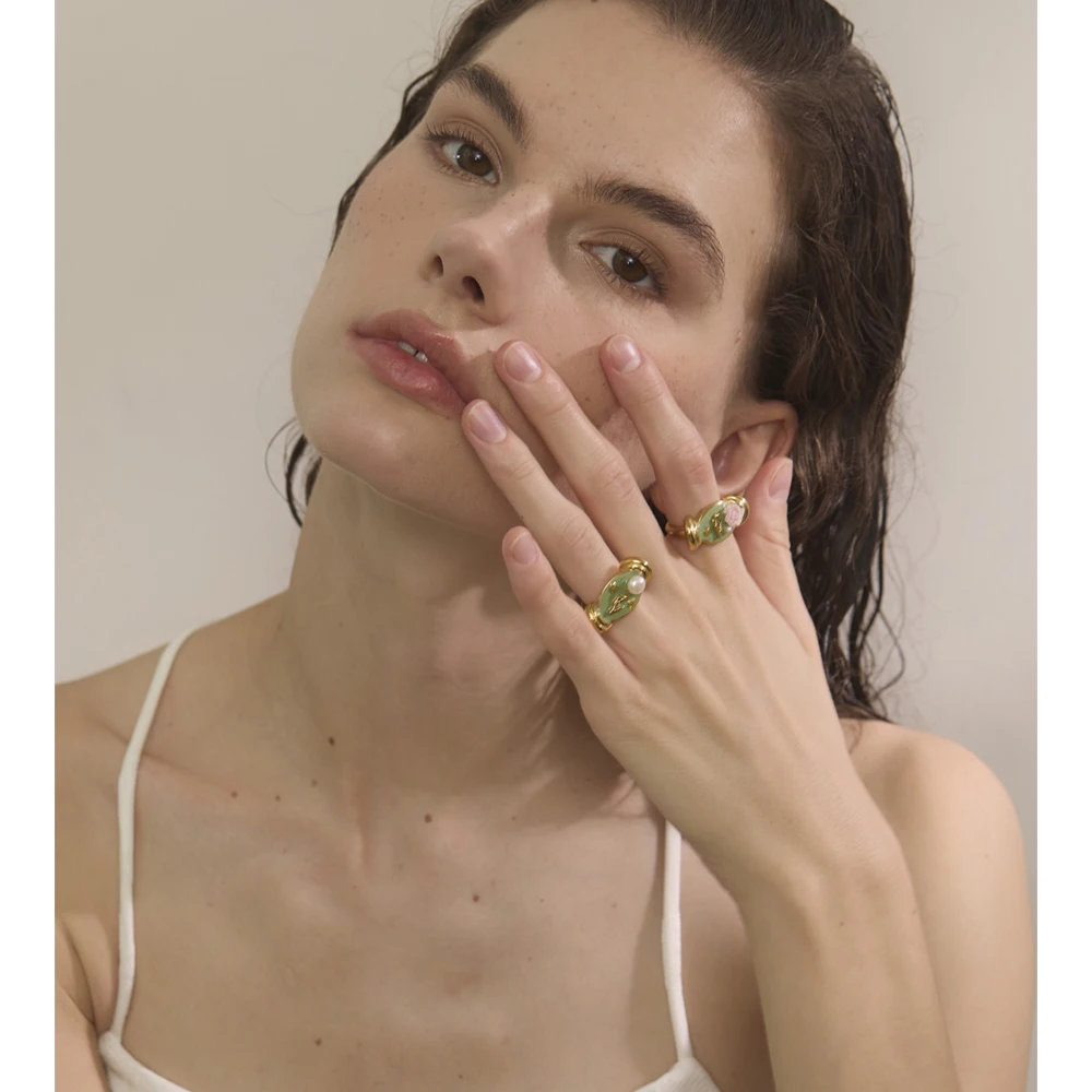 Yhpup Ring 18K Golden PVD Plated Stainless Steel