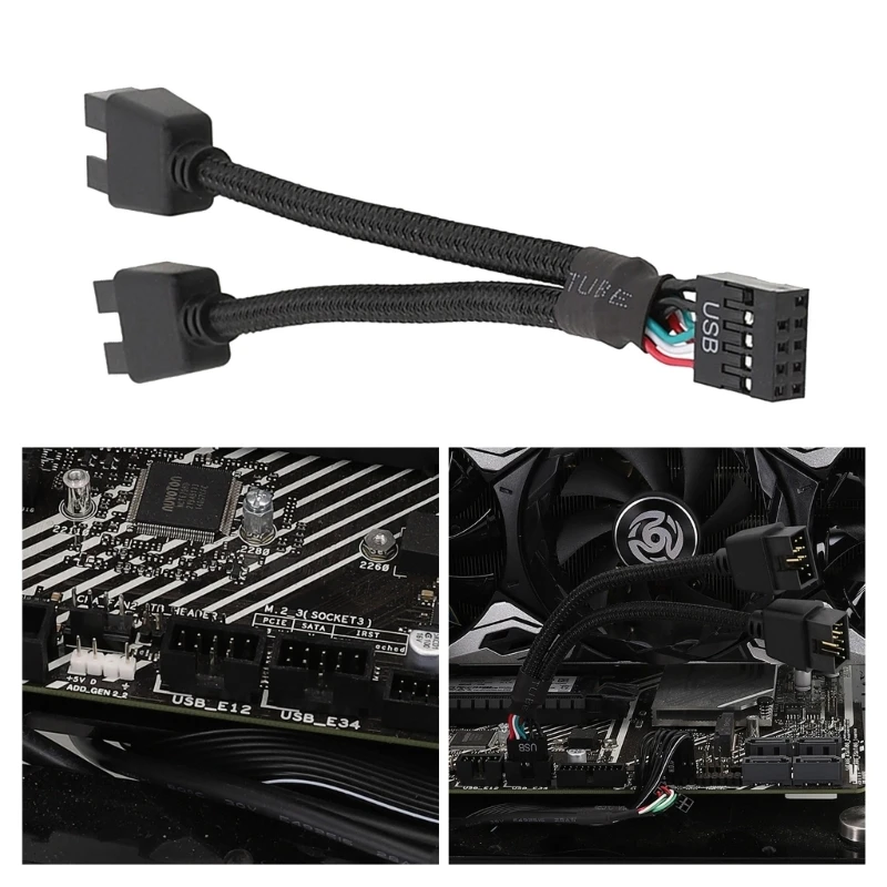 Sourcing Map Cavo Scheda Madre USB 2.0 9 Pin A 2 Porte USB Femmina - Aggiungi Porte USB Al Tuo Computer Facilmente (25 Cm) - 3