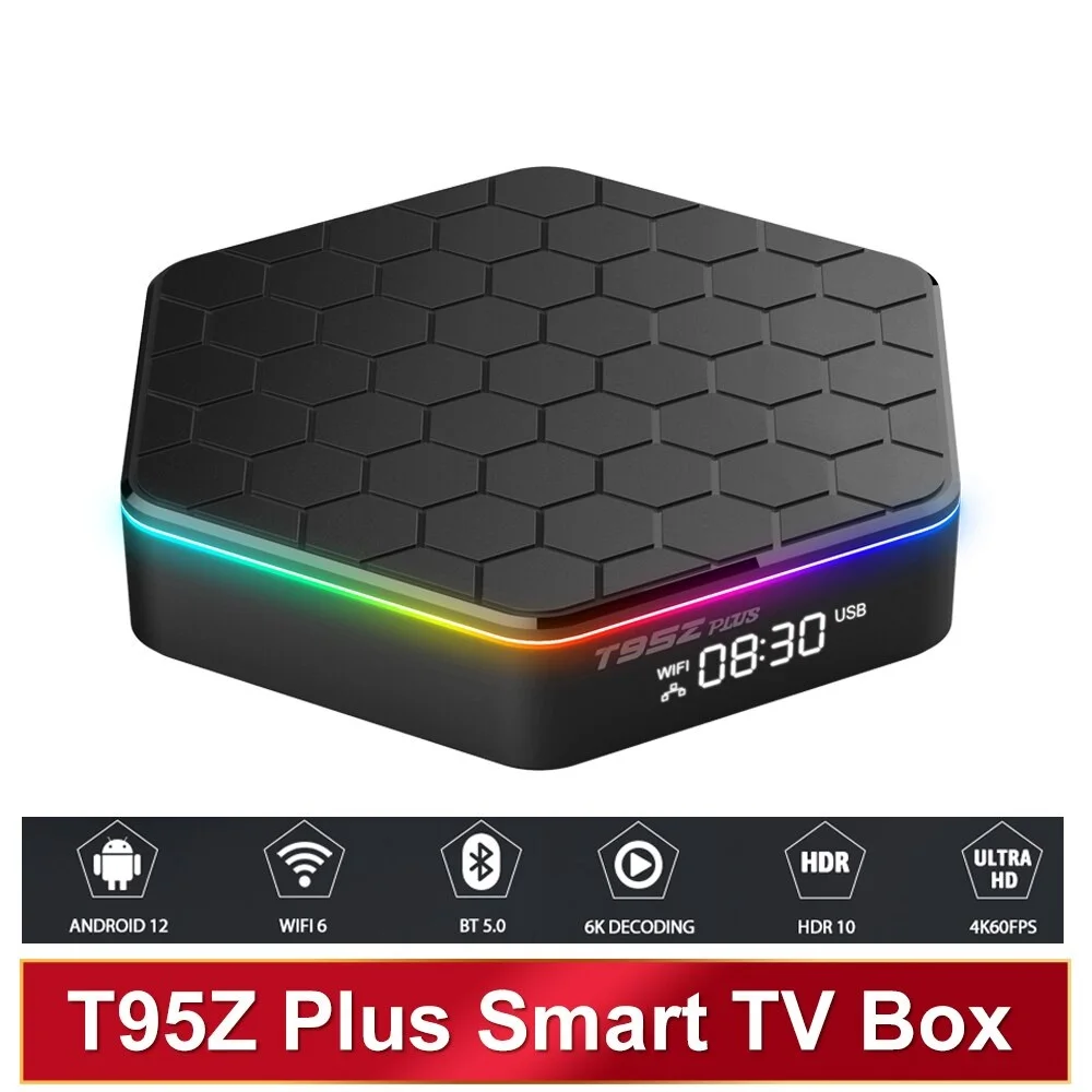 T95Z PLUS Smart TV Box Android 12 Bluetooth 5.0 6K HDR Wifi 6 Media Player Allwinner H618 Android Tv Box for YouTube