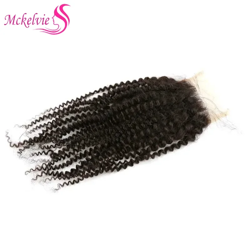 Afro Kinky Curly Lace Closure Human Hair 4x4 Lace Closure Free Part Transparent Baby Hair Brazilian Remy Extension