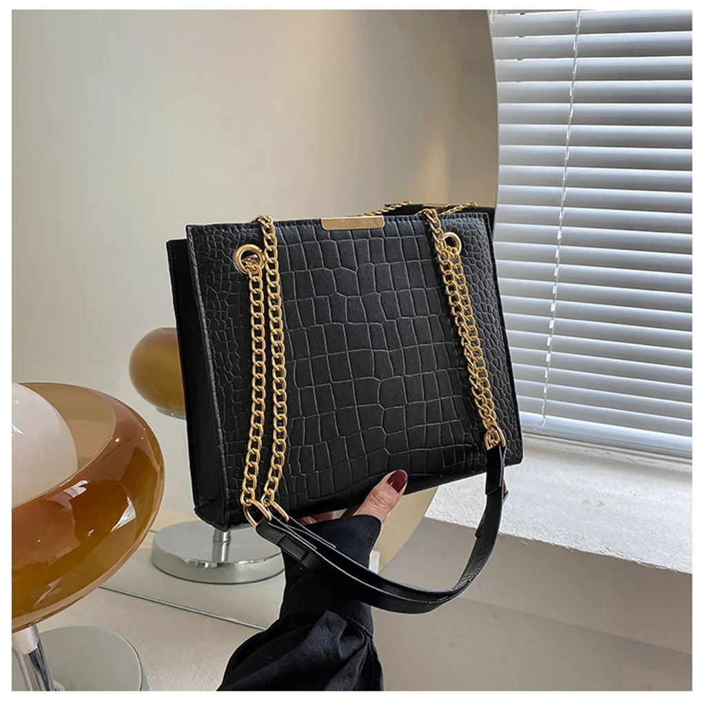 

New Crocodile Pattern Square Crossbody Shoulder Bags Luxury PU Leather Female Handbags Chain Solid Color Messenger Bag