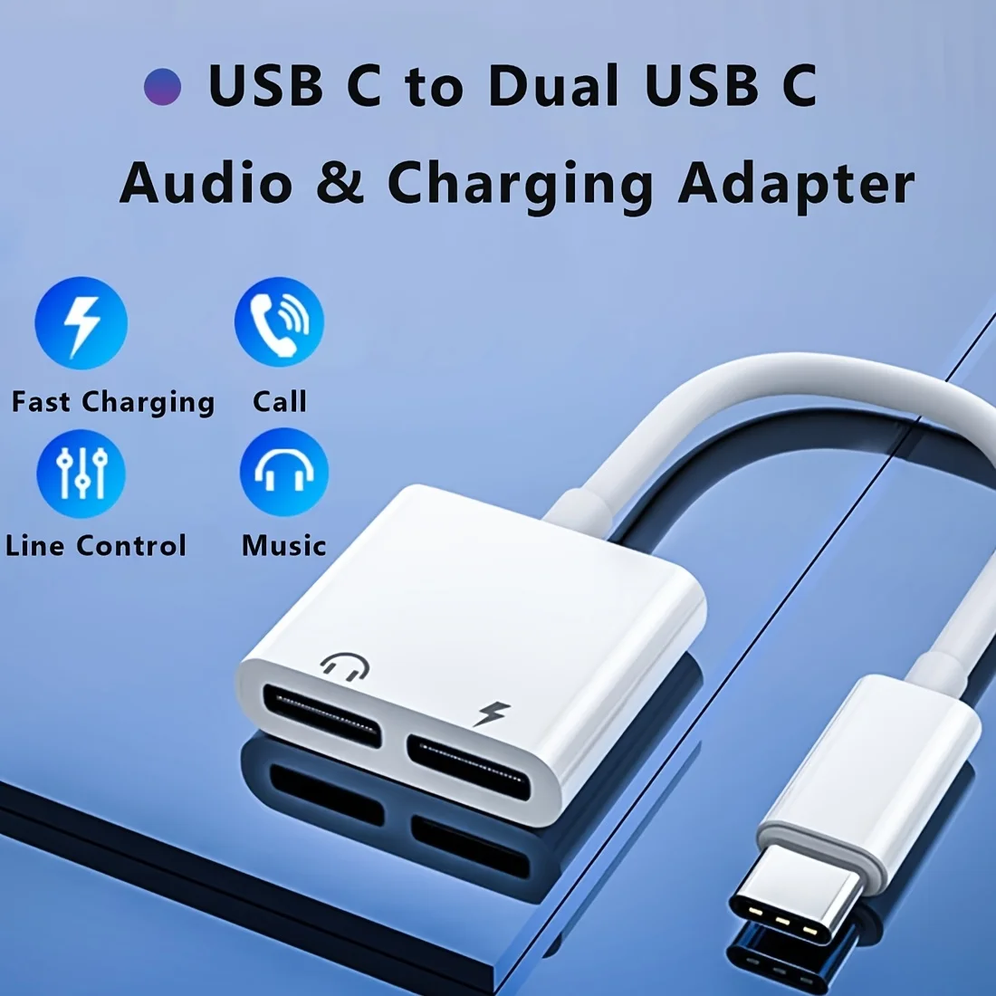 Universal 2-in-1 USB-C Audio and Charging Adapter