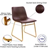 18 inch Dining Table Height Chair, Mid-Back Sled Base Dining Chair in Dark Brown LeatherSoft with Gold Frame, Set of 2 4