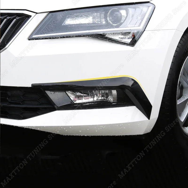 Nieuwe Voorbumper Splitter Air Vent Spoiler Mistlamp Cover Trim Auto Accessoires Voor Skoda Prachtige 2016 2017 2018 Glanzend Zwart Abs