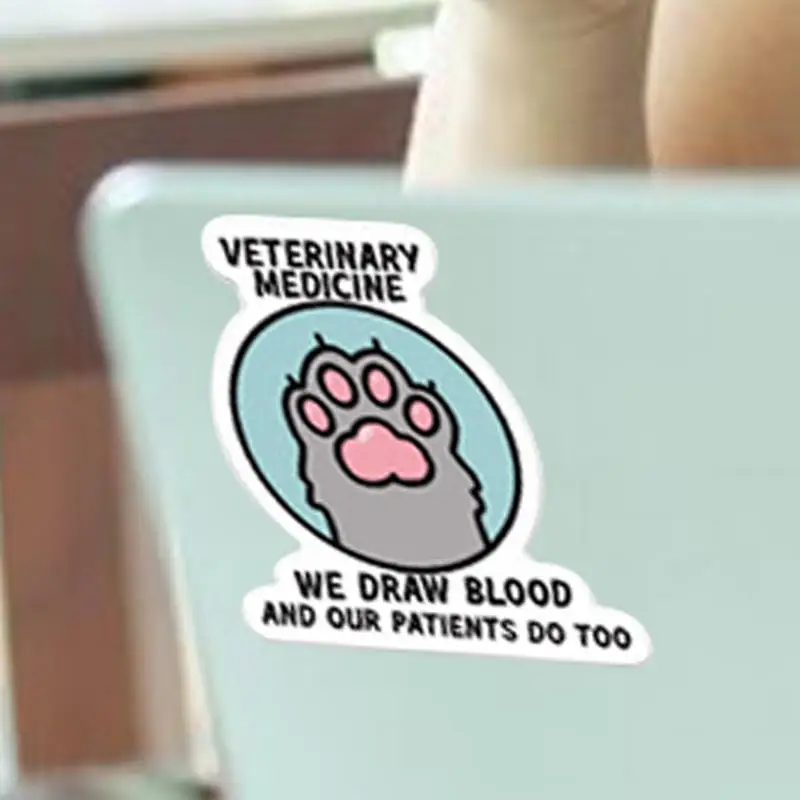 Vet Stickers Cute Cartoon Clings Vet Doctor Notebook Material Stickers 50 PCS Waterproof Decals Laptop Accessories for Kids