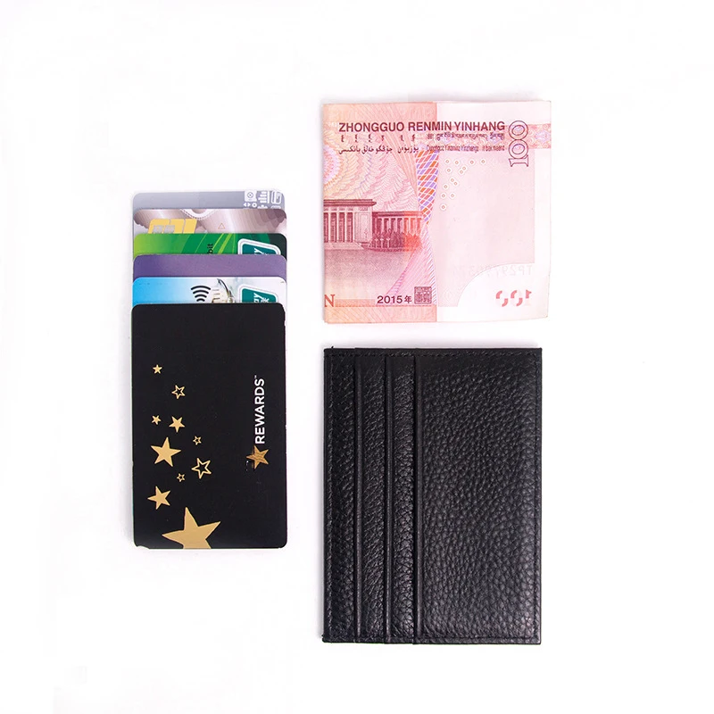 Sleek Cowhide Leather Card Wallet - Compact Cardholder