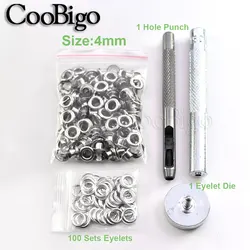 Versatile Metal Eyelet Grommet Punch Tool Set for Fabric and Crafting Projects (Dia. 4mm)