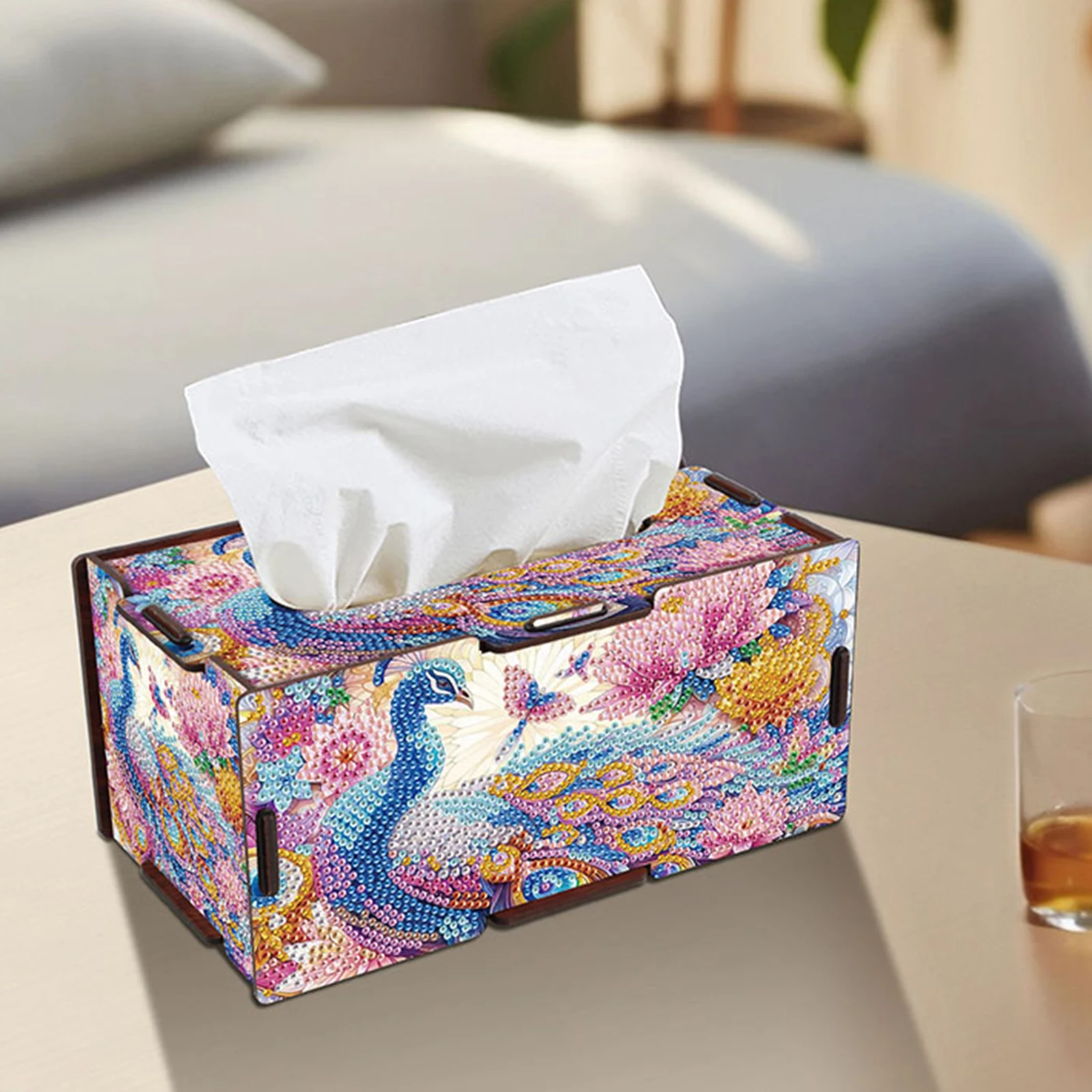 Diamond Painting Wooden Tissue Box 5D DIY Diamond Handmade Tissue Holder DIY Diamond Tissue Box for Living Room Decor