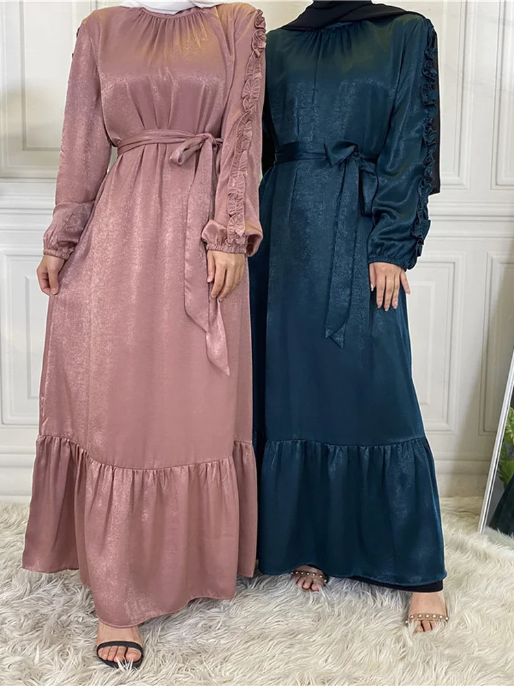 

Ramadan Dubai Muslim Women Dress Elegant Pleated Abaya Turkey Arab Long Dress Kaftan Long Dresses Robe Longue Musulmane Vestidos
