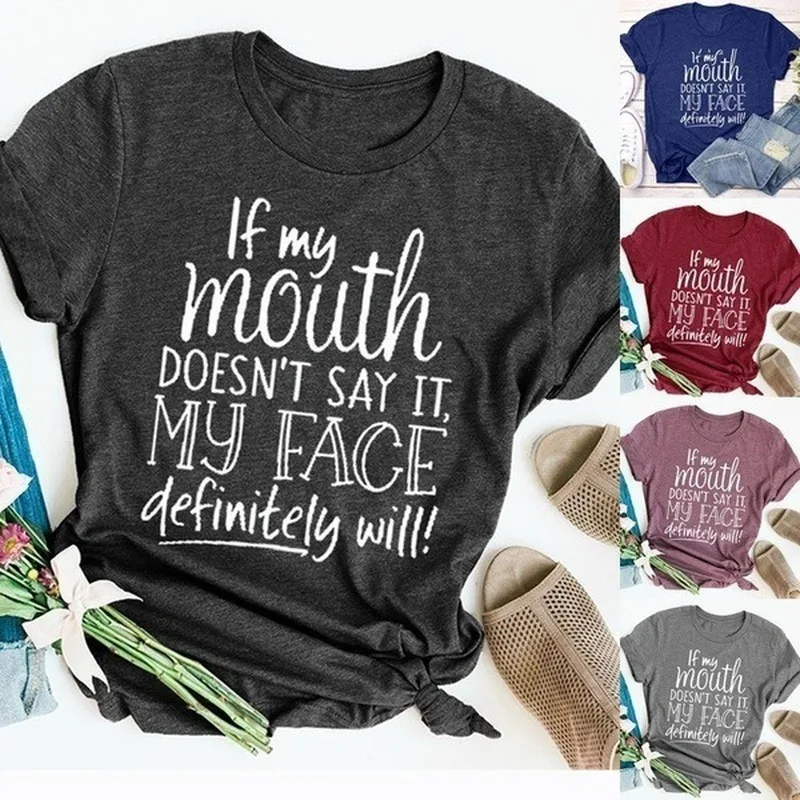 Женская футболка с надписью If My Mouth