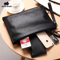 BISONDENIM-Pochette en Cuir group pour Homme, Sac à Main de Grande Capacité pour Téléphone, Marque de Luxe, Poudres, Portefeuille Souple 2