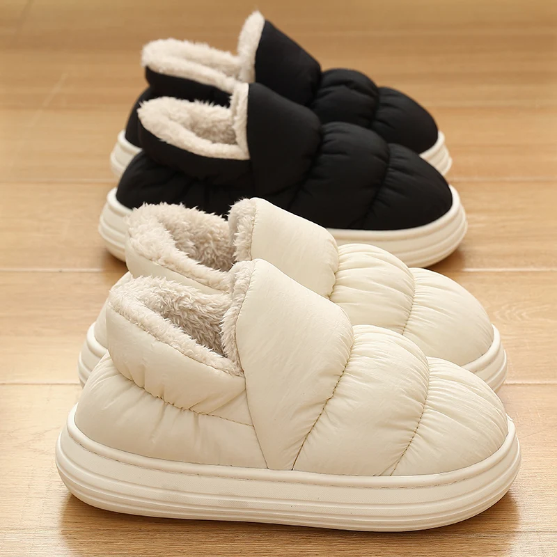 

Plush Shoes For Women Mules Indoor Outside Winter Home Warm Fluffy Anti-skid Boots Fur Cotton Shoe Men Outdoors Sneakers