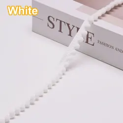 Mini Pom Pom Fringe Ribbon Lace Trim for DIY Home Decor and Crafts - 35 Vibrant Colors (White)