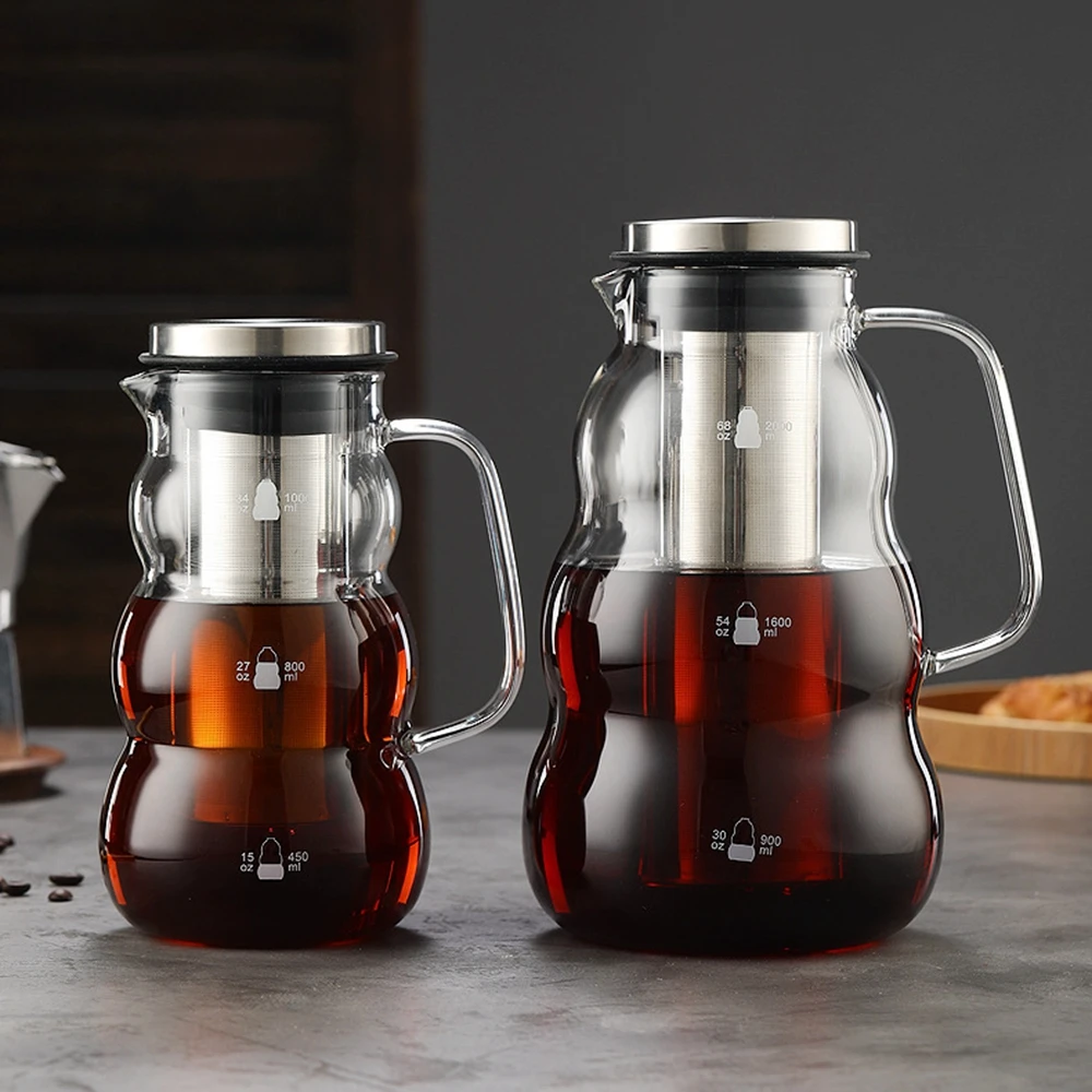 Cold Brew Coffee Maker, Glass Iced Coffee Maker & Iced Tea Maker, Glass  Carafe, Coffee Carafe, Removable Stainless Steel Filter, cold brew maker