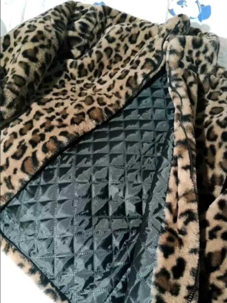 2023 New Winter Leopard Print Jacket Women's Stand collar Warm Parkas Outwear Autumn Winter Korean Female Loose Faux Fur Coats