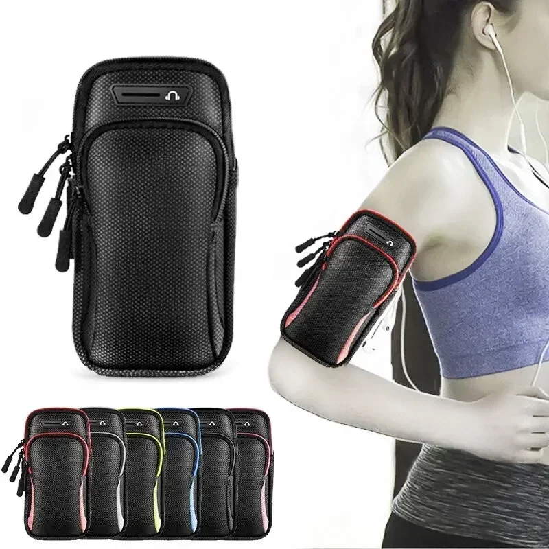Universal 6.7'' Phone Armband Outdoor Waterproof Fitness Running Sports Arm Phone Holder With Headphone Jack Mobile Bag phone armband