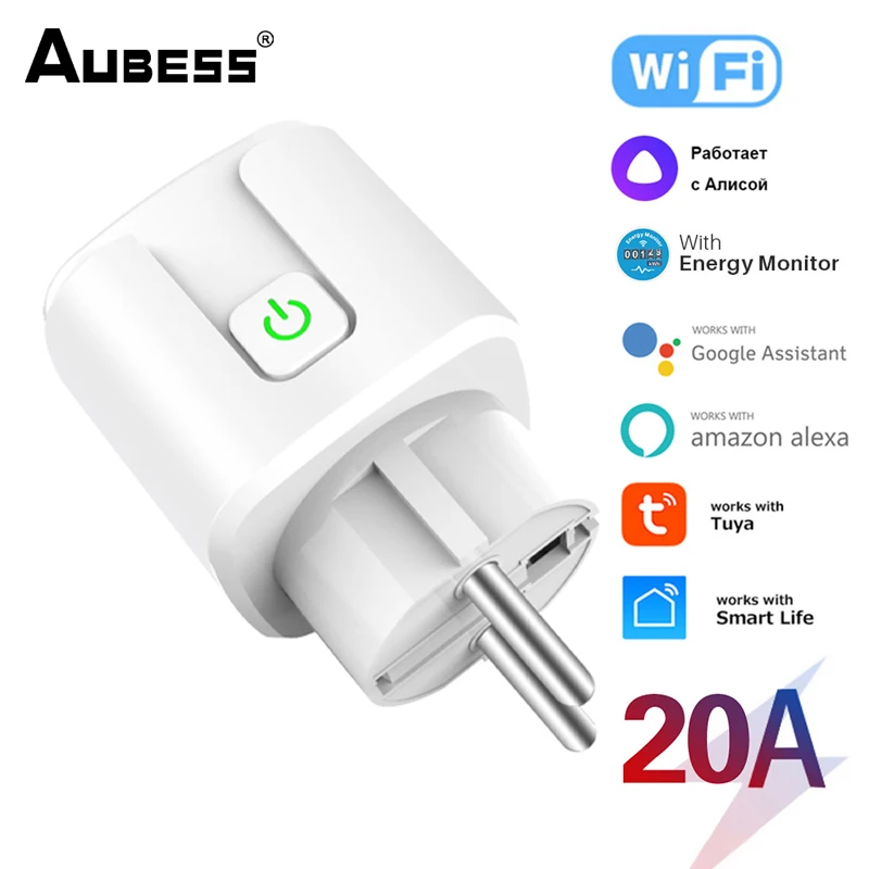 20A Smart Socket WiFi Plug EU Power Monitor Timing Function Tuya Home Outlet Works With Alexa Google Yandex | Отзывы и видеообзор -1005003801946237