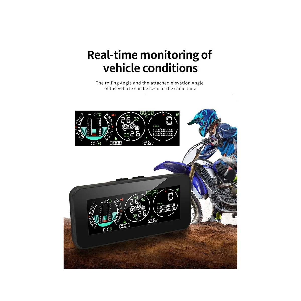 F3 Motorcycle 3 in 1 Tire Pressure Monitor GPS Speedometer Vehicle Speed Tachometer Slope Meter TPMS LCD Digital HUD