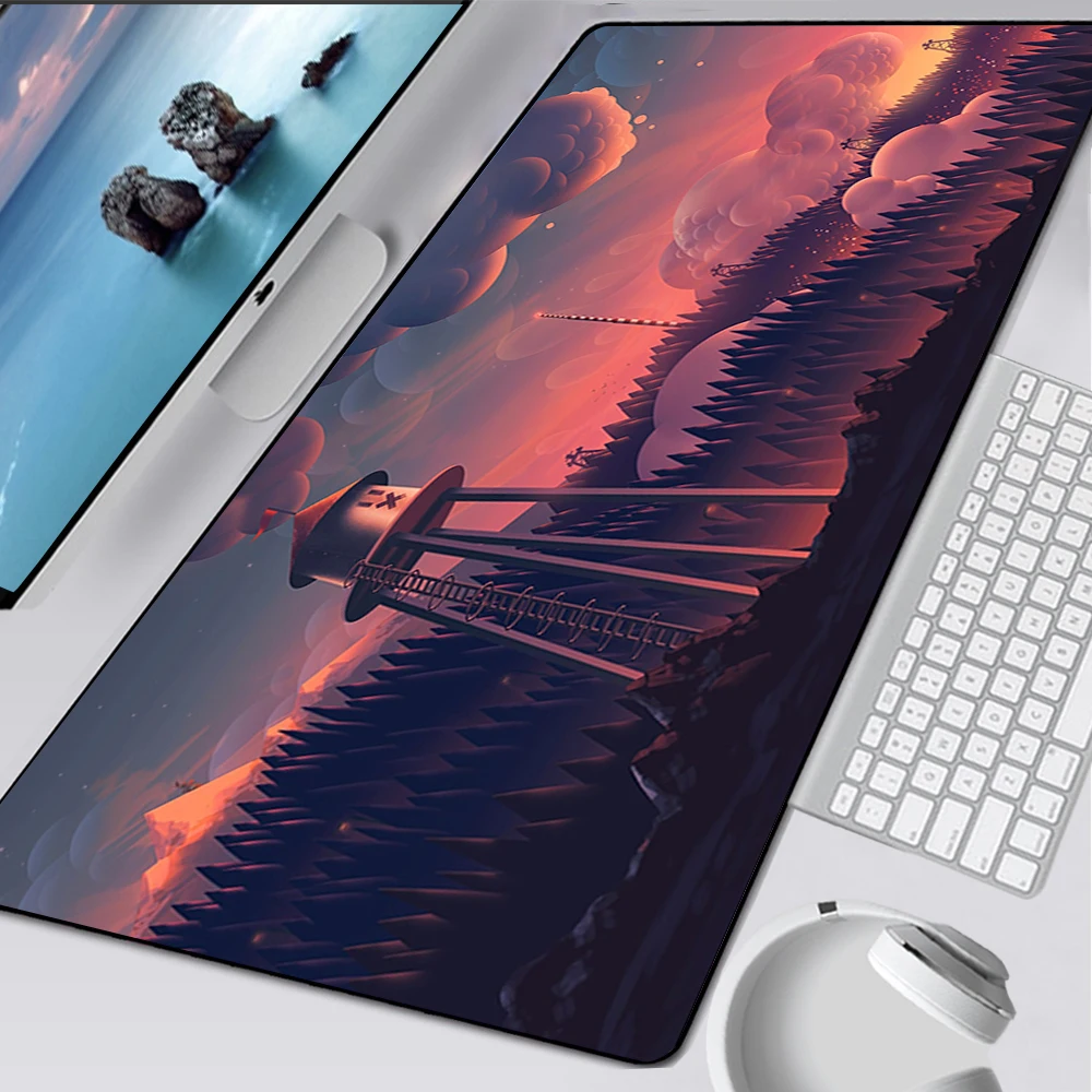 Deep Forest Sunset Large Gaming Mouse Pad Computer Mousepad Pc Gamer Mouse Mat Laptop Mausepad Xxl Tappeto Tastiera Mat Desk Pad