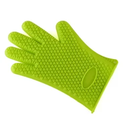 Silicone Heat Resistant BBQ and Oven Glove - Fireproof, Anti - Scalding Cooking Mitt (Green)