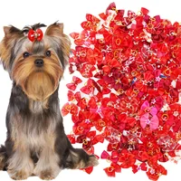 10/20PCS Puppy Bows 2024 New Red Series Dog Bows With Rubber Bands Pet Accessories For Dogs and Cats Handmade Cute Dog Bowknots 1