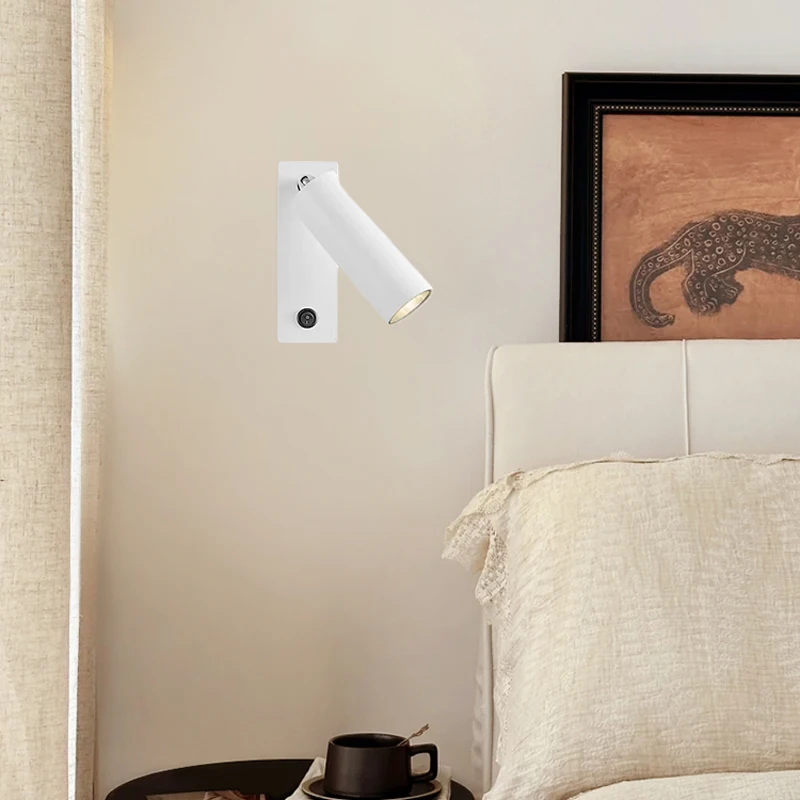 LED Wall Lamp with Switch 3W Modern Folding Rotation Sconce Indoor Wall Light for Hotel Home Bedroom Bedside Reading Light