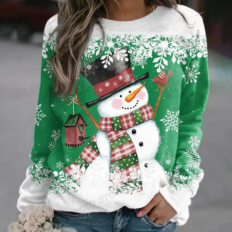 Snowman Hoodies Women Fashion Snowflake Hoodie Christmas Sweatshirts Long  Sleeve Hoodie Christmas Tree Coat O-NECK Pullover Girl - AliExpress