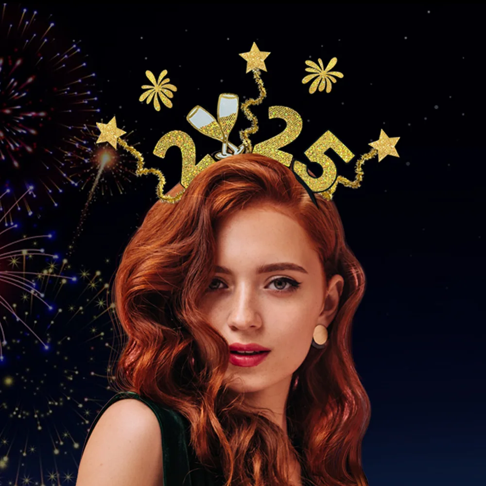 Fireworks Headbands Happy New Year Hair Buckles New Year Party Letter Headwear Dress Up Headbands hair headband hair accessories