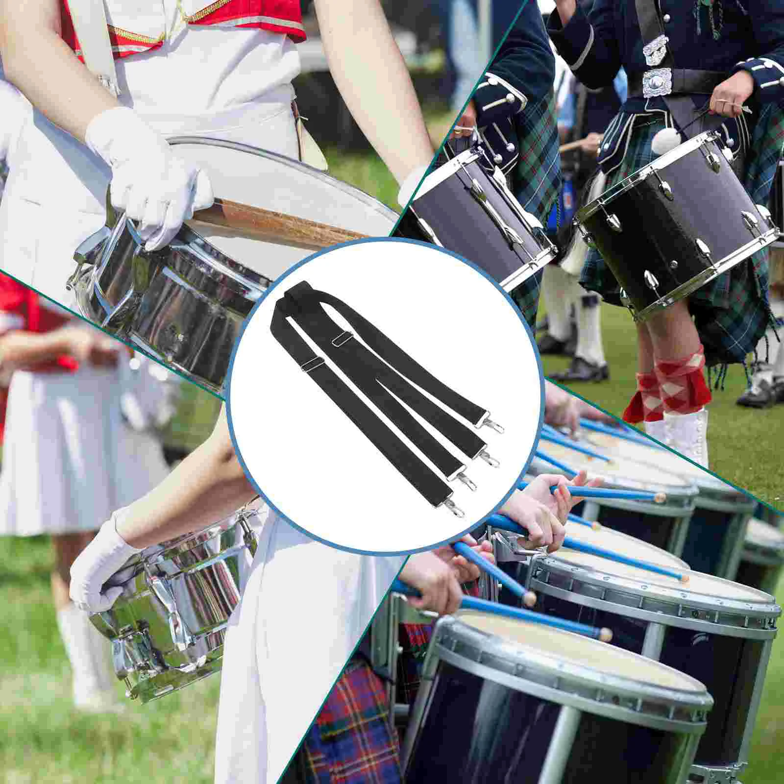 Adjustable 5cm Wide Black Snare Drum Strap Shoulder Belt for Marching Band Drums Replacement Nylon Sling Fits Most Snare Drums