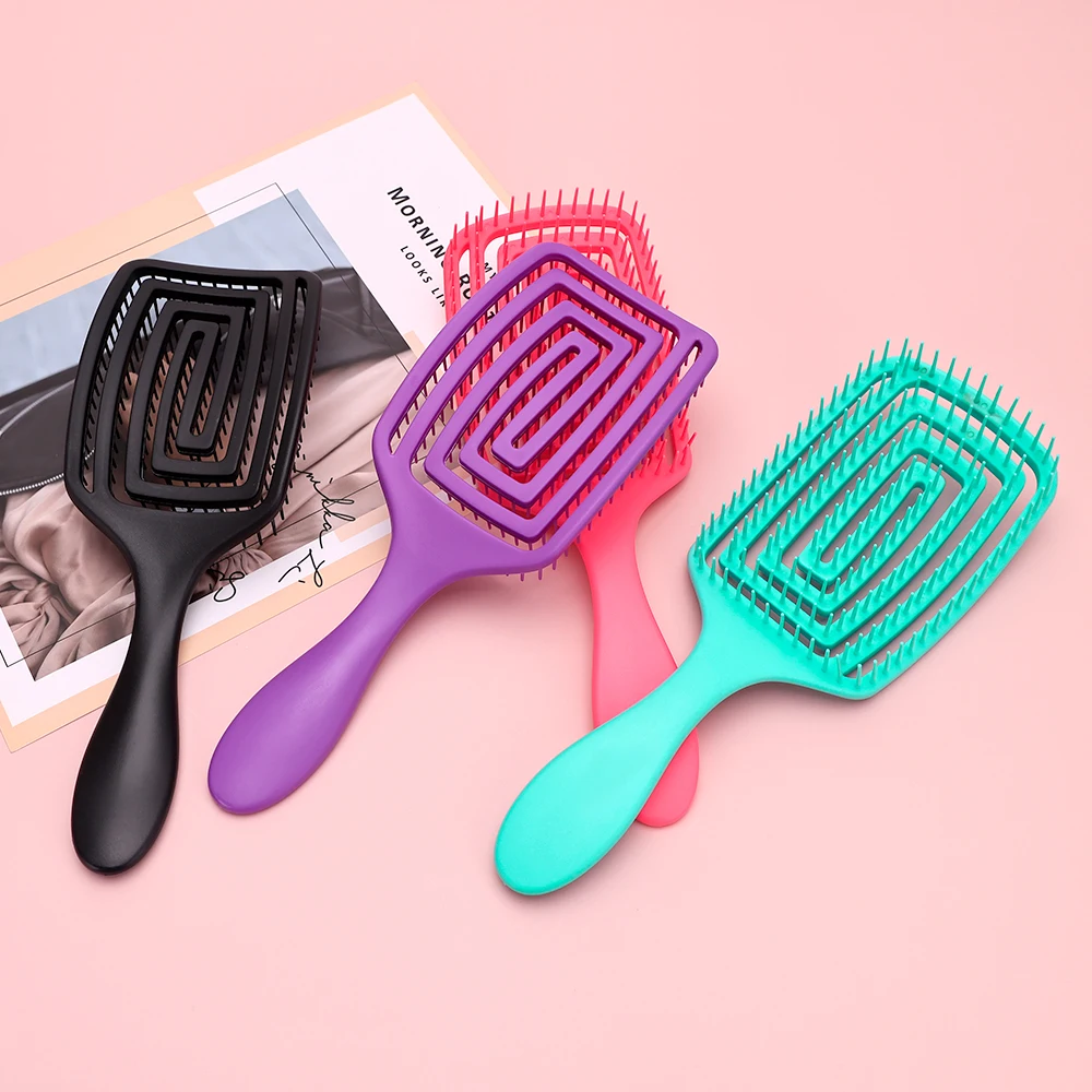 Barber Wet Hair Brush Women Hairdressing Styling Hair Tools Salon Massage Scalp Hair Comb Anti Static Detangling Hairbrush 2