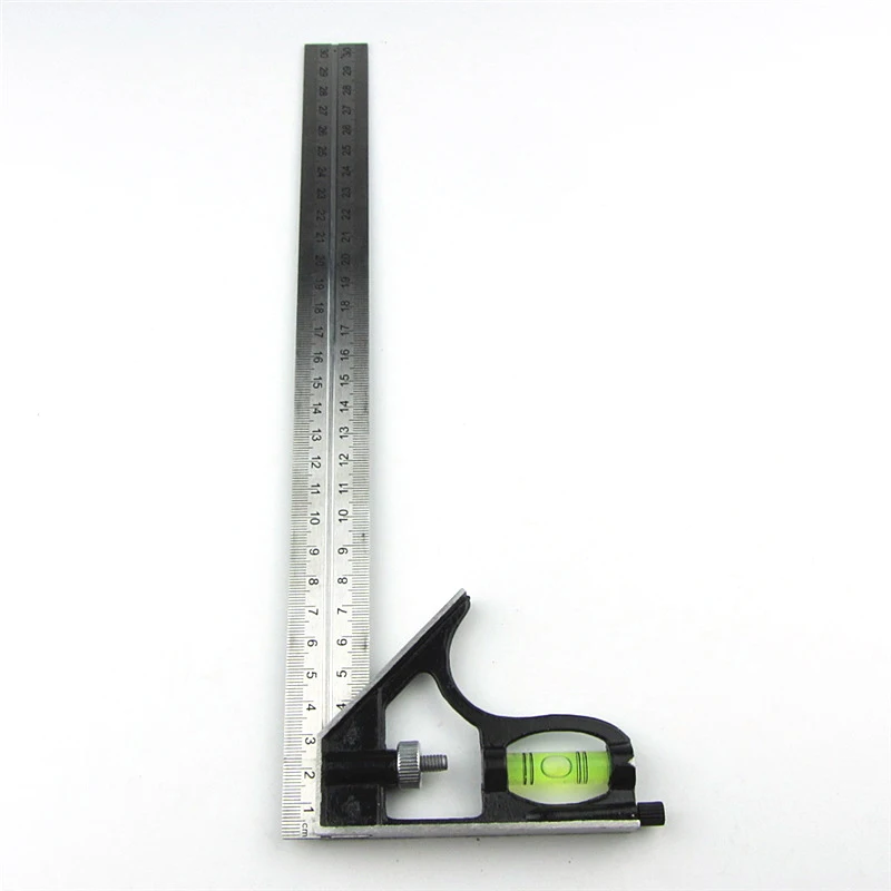 300Mm Adjustable Combination Square Angle Ruler 45 / 90 Degree With Bubble Level Multifunctional Gauge Measuring Tools