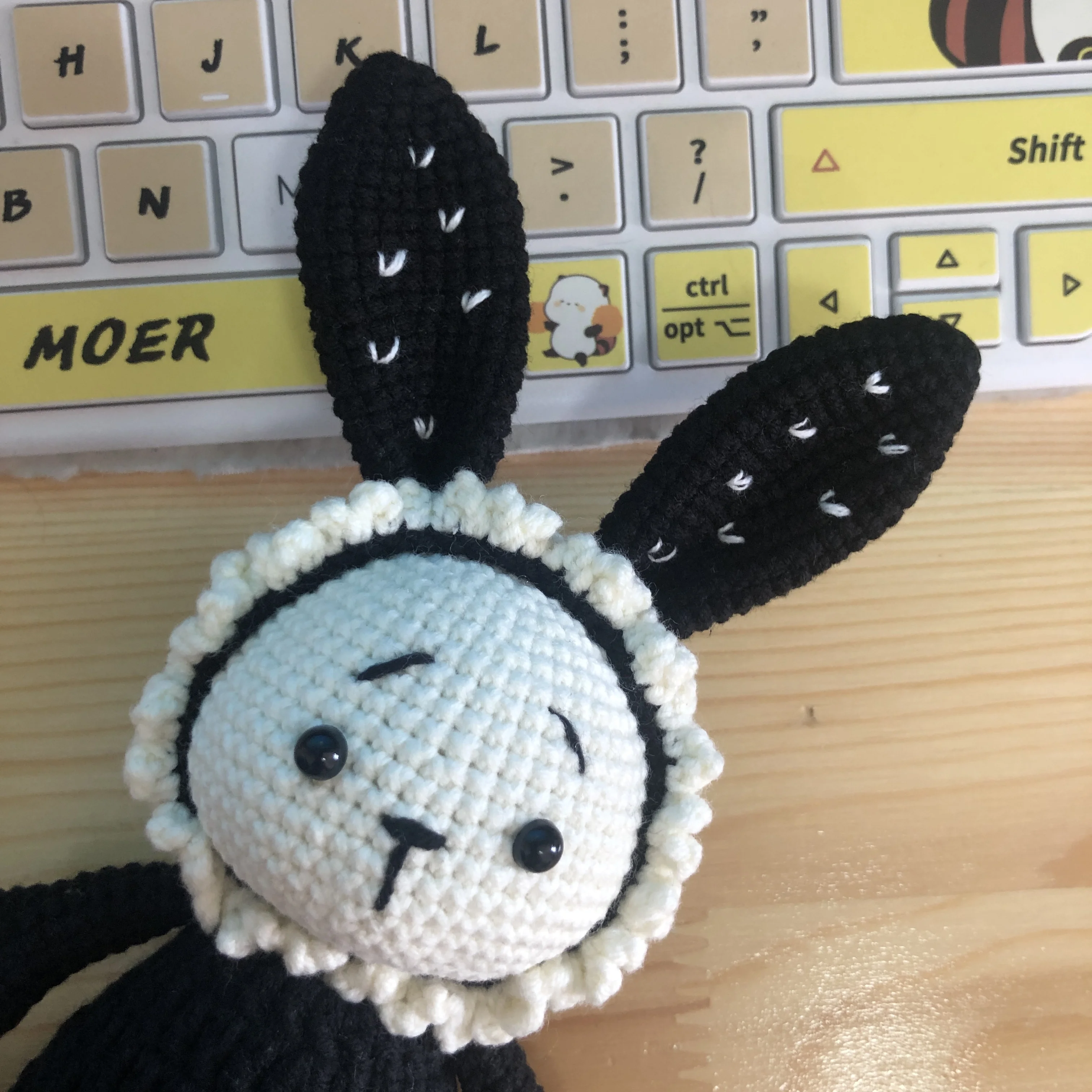 HANDMADE Crochet Bunny Rabbit w/ Button Eyes Stuffed Plush Animal