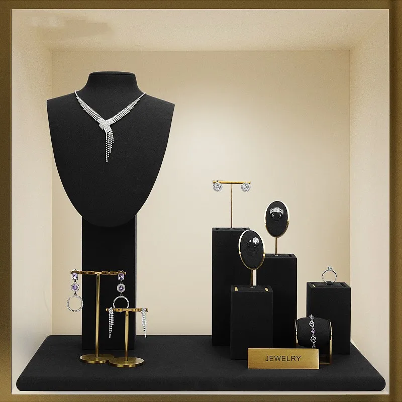 Top Selling 4Colors Velvet Necklace Earrings Jewelry Display Window Shop  Storage Bust Jewelry Holder Necklace Display Stand - AliExpress