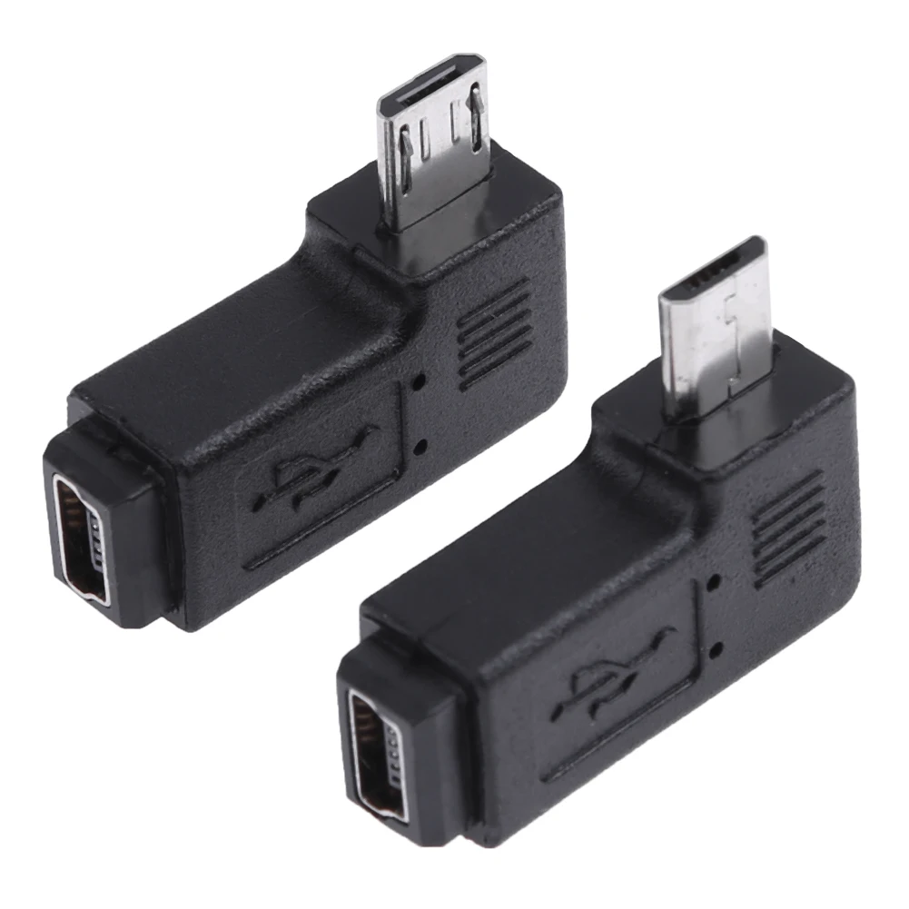 2개 미니 USB 암 커넥터 - 마이크로 USB 수 커넥터 90도 미니 USB - 마이크로 USB 엘보 컨버터 (장치 연결용)