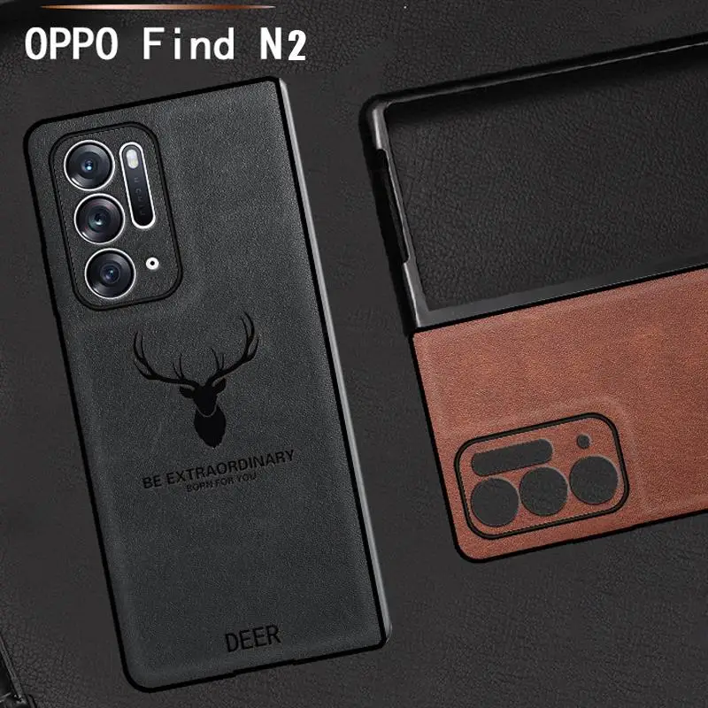 Funda Per Oppo Find N2 5G Custodia In Pelle Per Oppo Find N2 Elk Deer Head Print Flip Cover Protettiva Per Trova N2 Pgu110 Capa