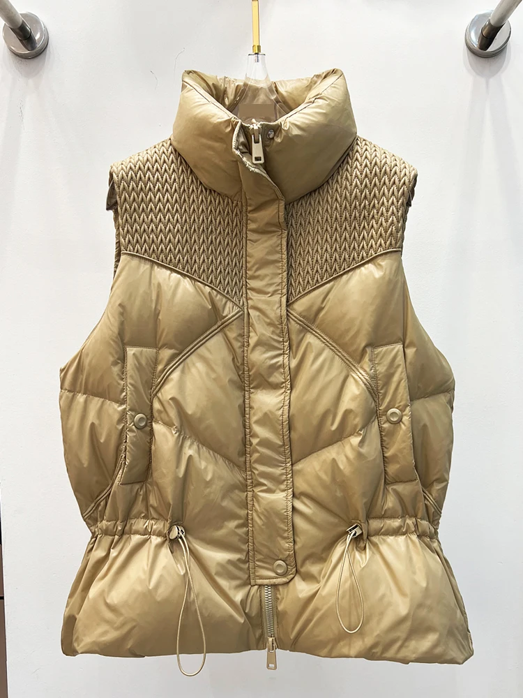 

2023 высококачественный Женский зимний 90% белый утиный пух жилет женский толстый теплый без рукавов повседневное пальто на молнии короткий жилет