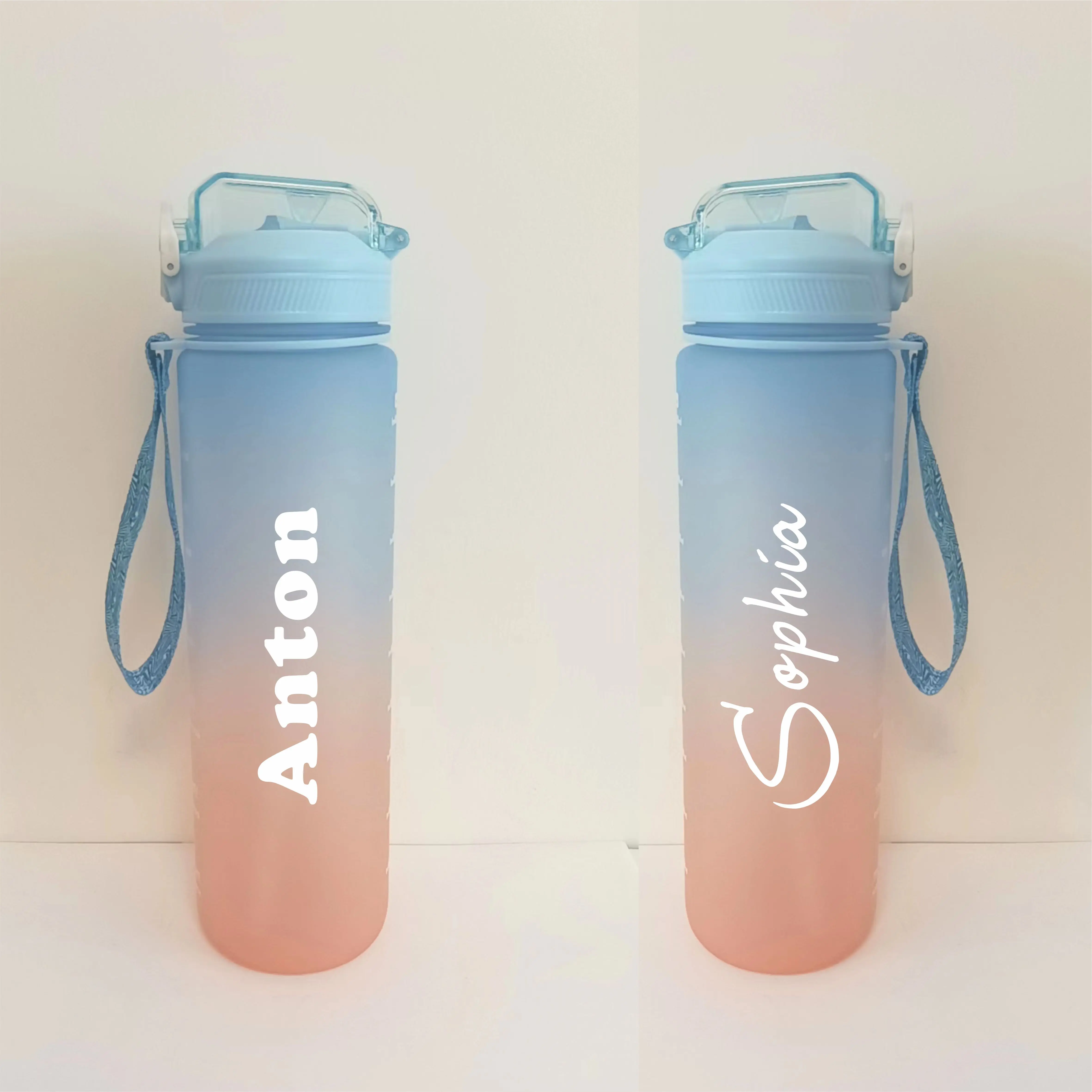 LOGO fai da te nome bottiglia di plastica con cannuccia 1L grande capacità personalizza stampa il tuo Design del modello Outdoor Easy Take Summer Sport Drink