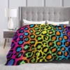 Ultra Soft Flannel Fleece Throw Blanket Neon Rainbow Leopard All Season Warm and Cozy Quilt Blanket for Bed Sofa Couch 5