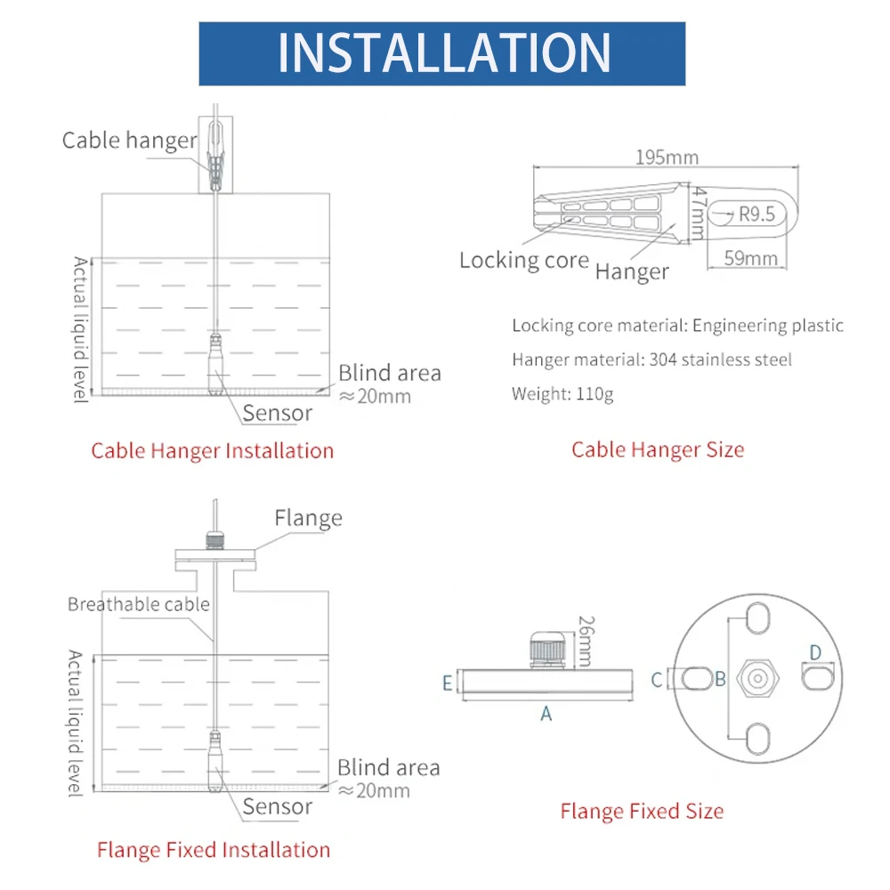 4-20ma Output Integral Liquid Oil Water Level Sensor Transmitter Probe Detect Co