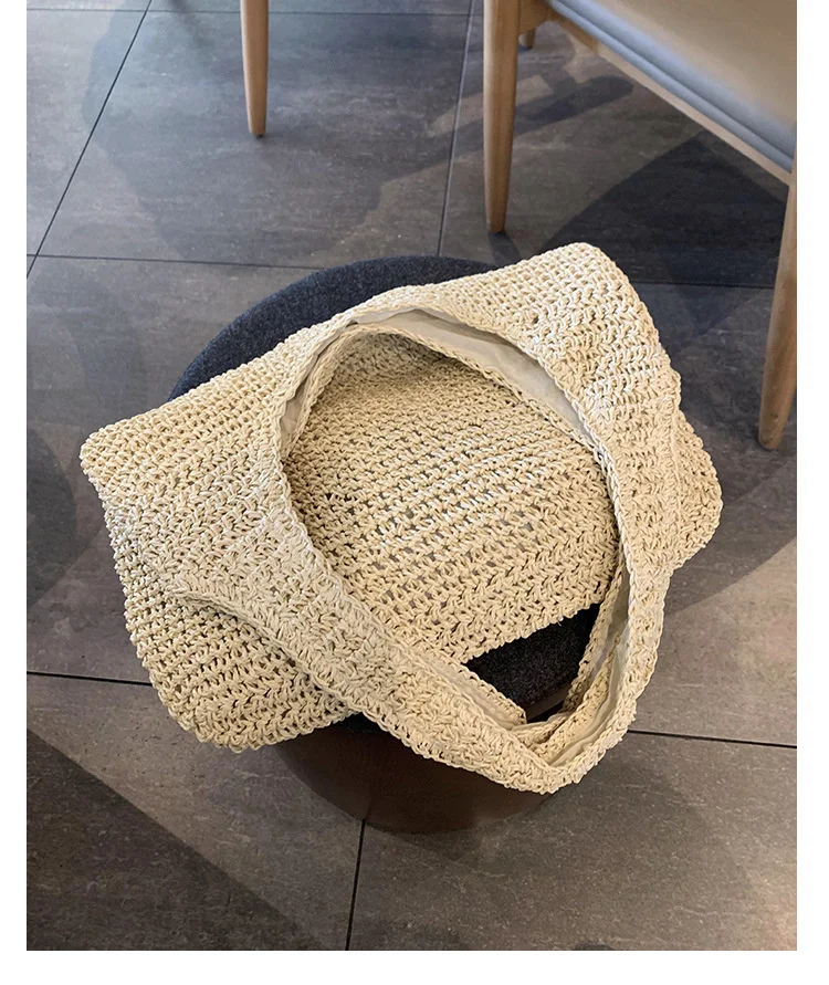 Grass Woven Bag Women's Summer Versatile Casual Shoulder Bag Sen Series Handwoven Bag Large Capacity Beach Bag