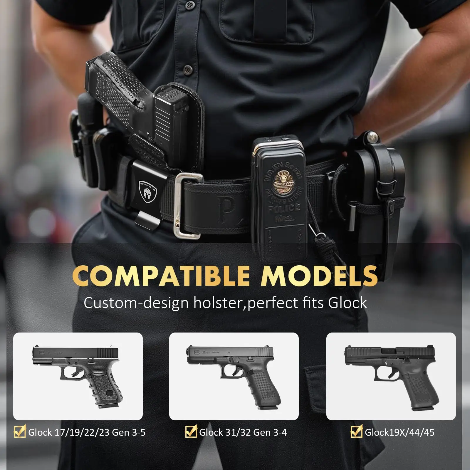 IWB Compatible with G17/19/22/23 Gen 3-5,G31/32 Gen 3-4,G19X/44/45,Concealed Carry,Leather Holster Right Hand