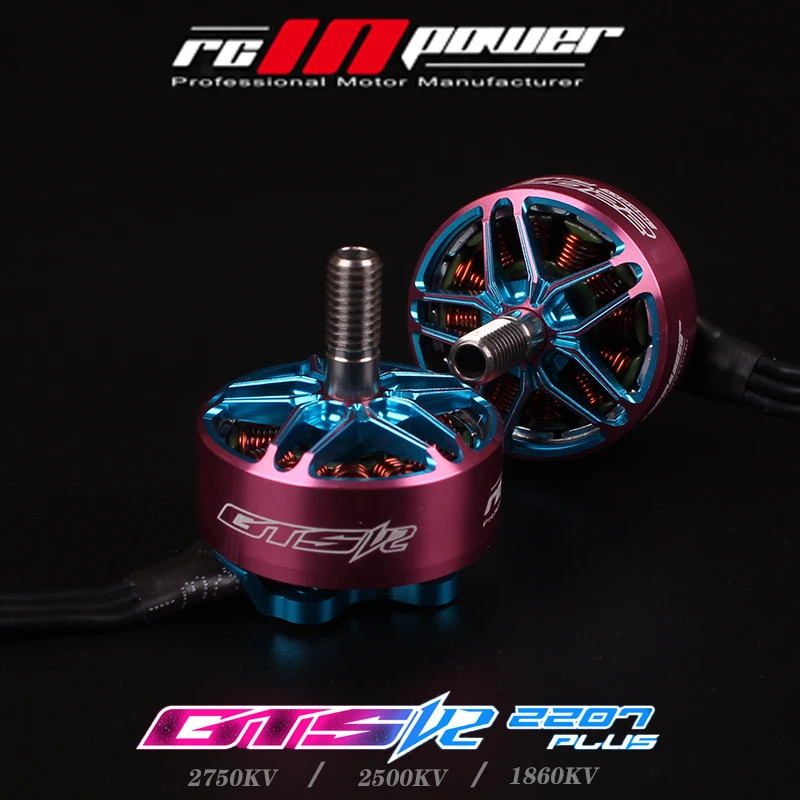 

4PCS RCINPOWER GTS V2 2207 PLUS 2750KV 2500KV 4S 1860KV 6S Brushless Motor for RC FPV Racing Freestyle Long Range 4S 6S Drones