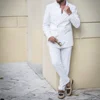 White Striped Men Suits High-end Peak Lapel Double Breasted Blazer with Pants Formal Casual Wedding Tuxedo 2 Piece Suits for Men 4
