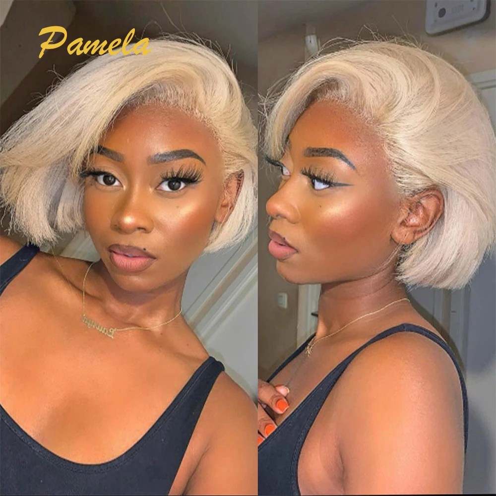 Pixie Cut Brazilian Short Straight Bob Lace Frontal Wig 13x4 Transparent Lace Frontal Human Natural Hair Wig For Women