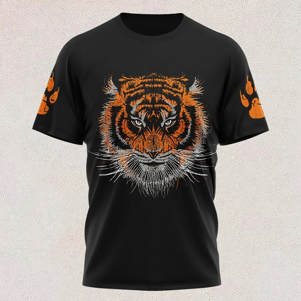 New-T-Shirt-Full-color-Tiger-Head-Short-sleeved-Cool-T-shirt-Round-Neck ...