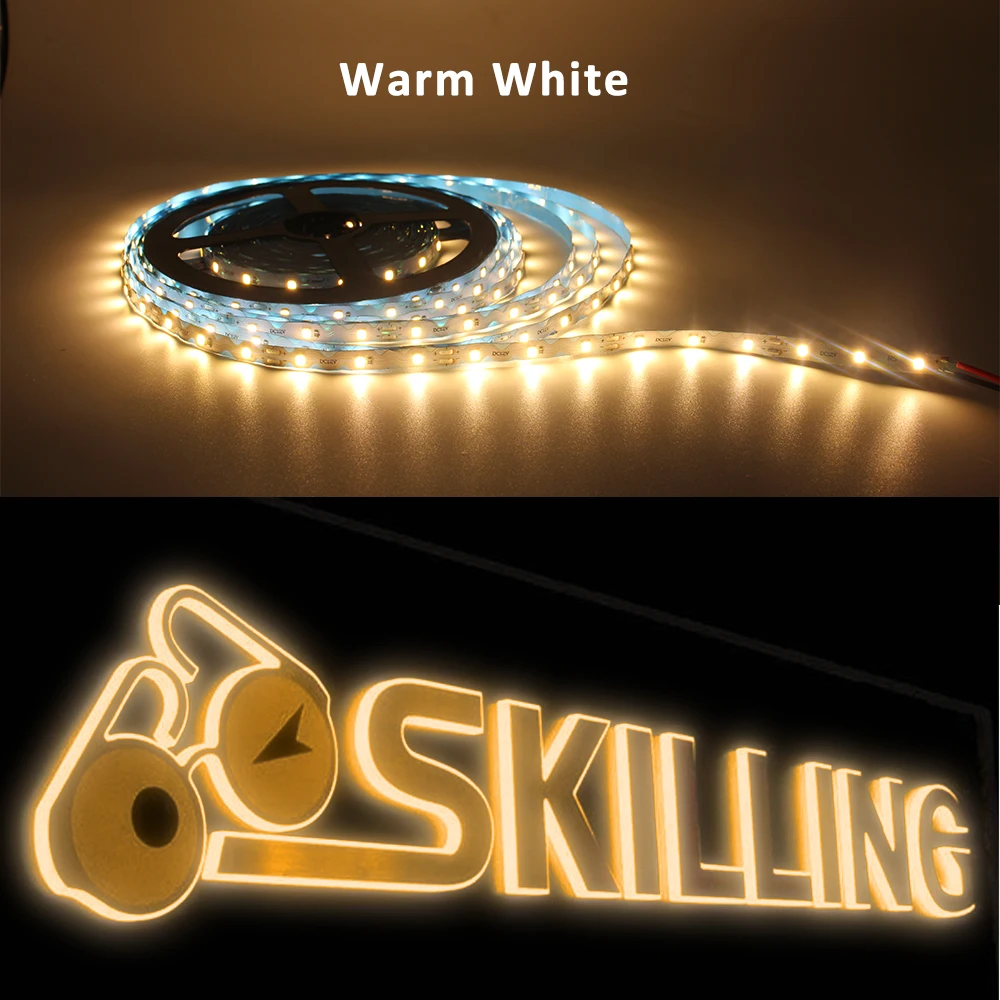 S 모양 LED 스트립 빛 SMD2835 무료 벤딩 DC12V 10M 60LED/m 편지 기호 백라이트에 대 한 플렉스 리본 따뜻한 차가운 흰색 테이프 램프