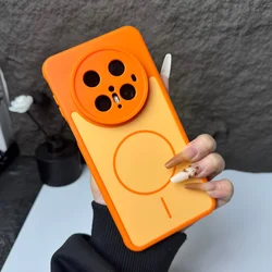 Vibrant Breathable Edge Shockproof Magnetic Phone Case - Compatible with Magsafe for Huawei Mate 60 Pro+ (Orange)