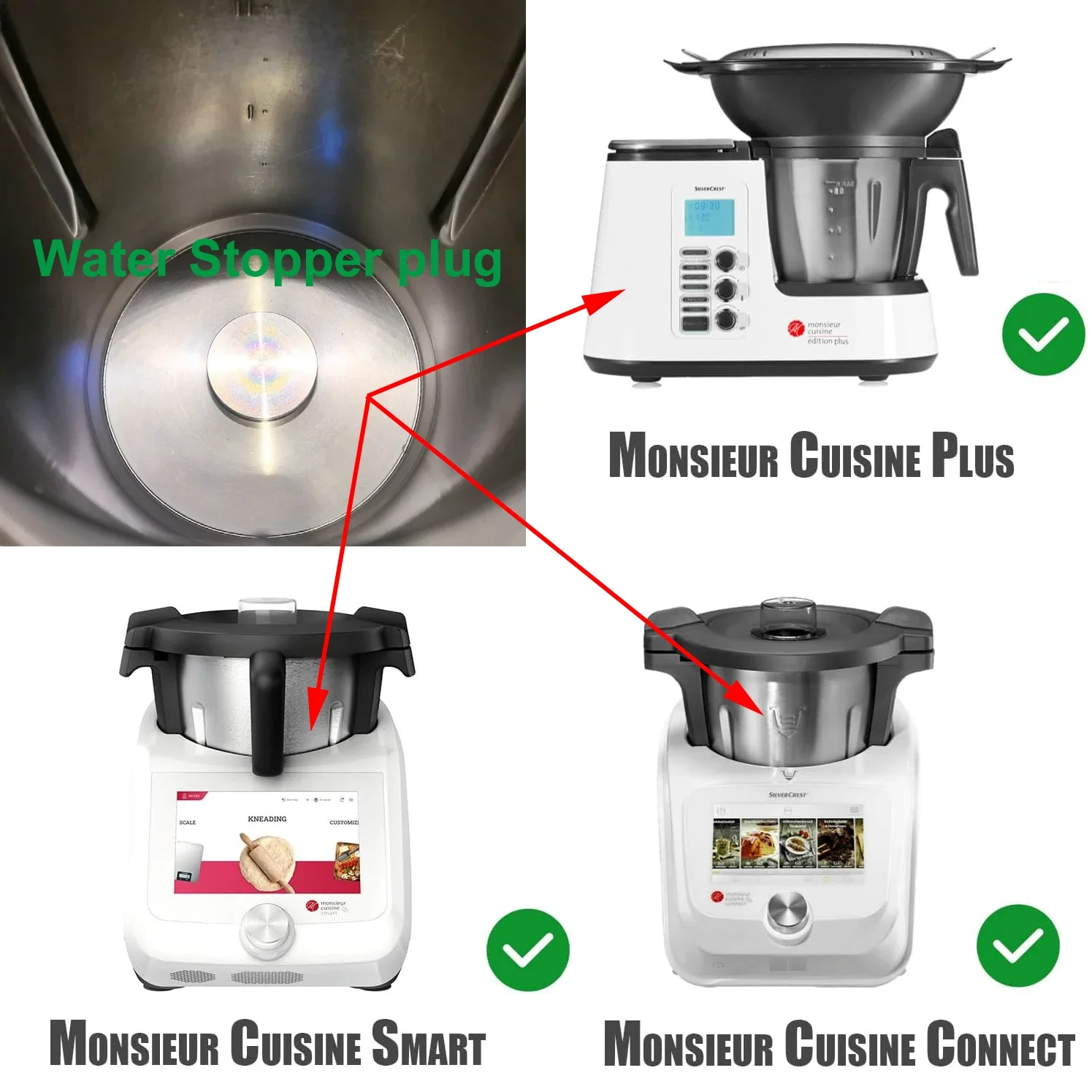Water Stopper Plug for Monsieur Cuisine Connect/Smart/Plus Universal Mix Pot Hole Cap mixer accessories