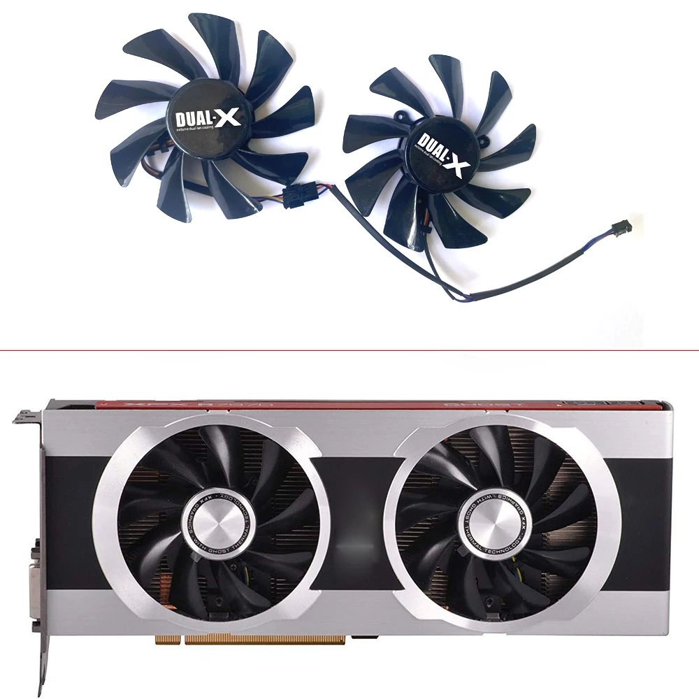 2PCS 85MM FD9015U12S 4PIN Cooling Fan HD7950 HD7970 GPU FAN For Sapphire XFX HD7950 HD7970 Vapor-X GHz Edition Video Card Fan