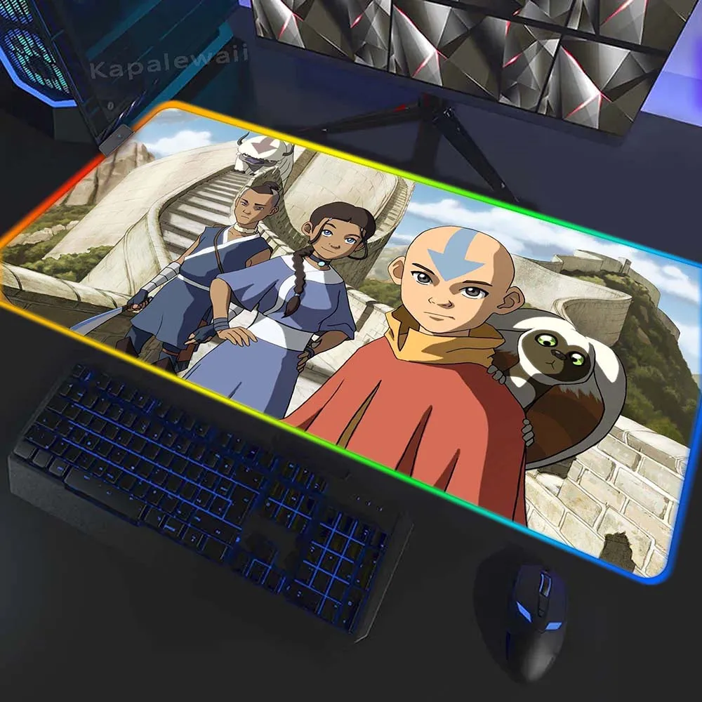 

Avatar the Last Airbender Large Rubber Desk Mat Keyboard Pads Backlit Gaming Mousepad XXL Speed Mouse Mat RGB Pc Gamer Mouse Pad